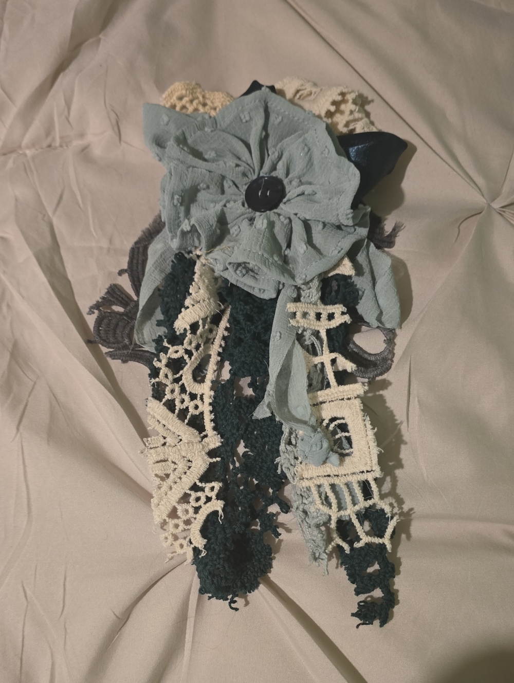Handcrafted Blue Floral Lace Accent